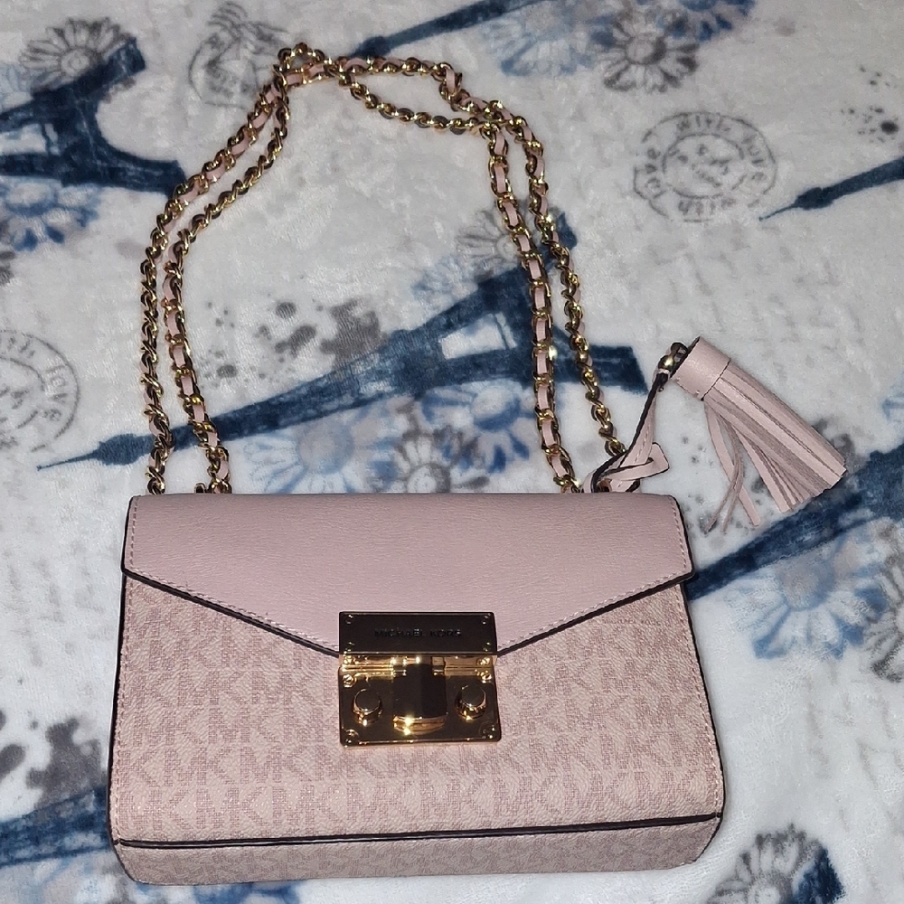 Michael Kors Blush Crossbody Bag with Gold Chain